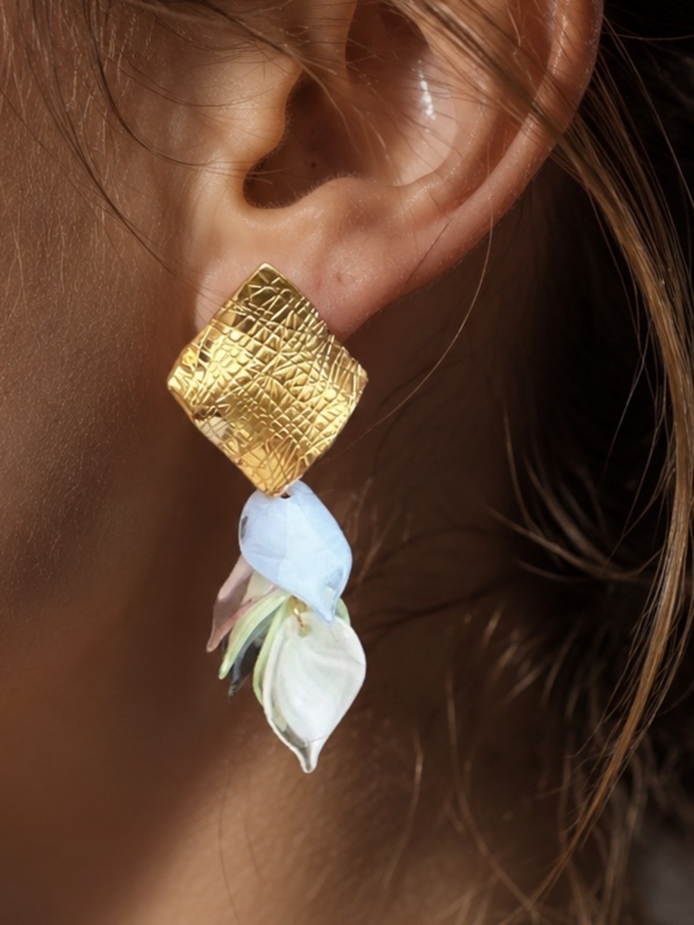 Santorini Petals Drop Statement Earrings Summer Vibes